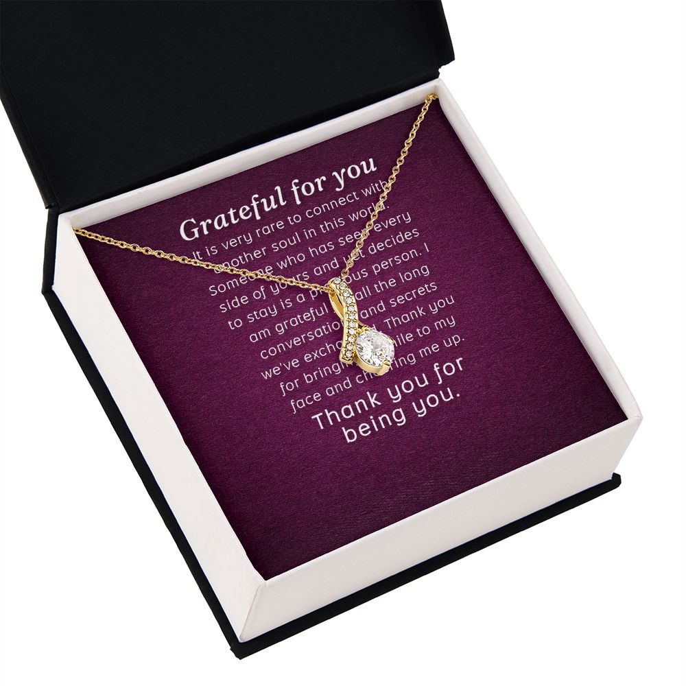 To My Love Grateful For You Alluring Ribbon Necklace Message Card-Express Your Love Gifts