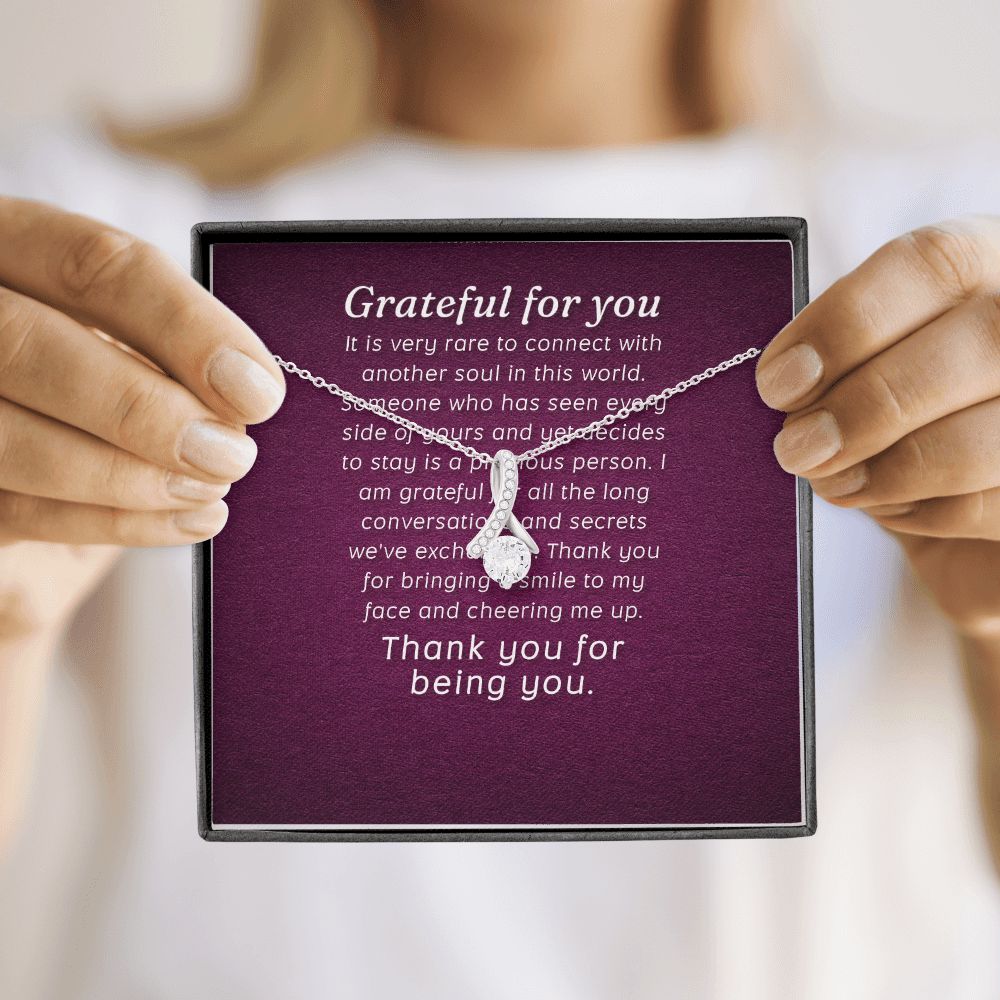 To My Love Grateful For You Alluring Ribbon Necklace Message Card-Express Your Love Gifts