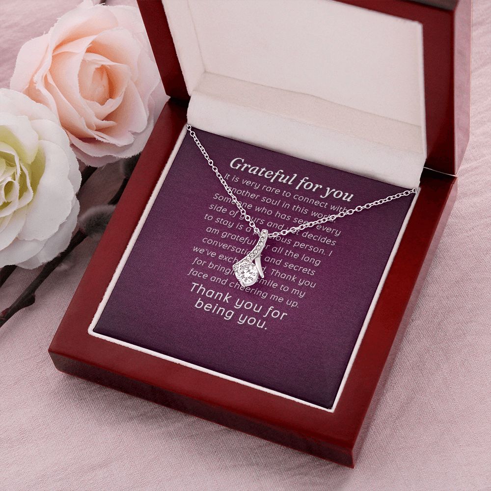 To My Love Grateful For You Alluring Ribbon Necklace Message Card-Express Your Love Gifts