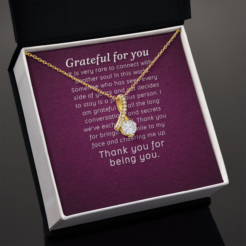 To My Love Grateful For You Alluring Ribbon Necklace Message Card-Express Your Love Gifts