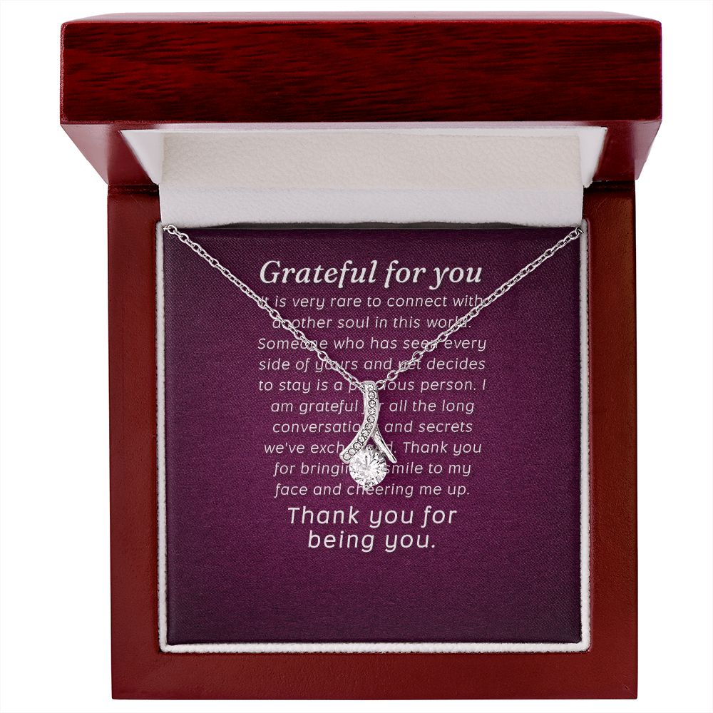 To My Love Grateful For You Alluring Ribbon Necklace Message Card-Express Your Love Gifts