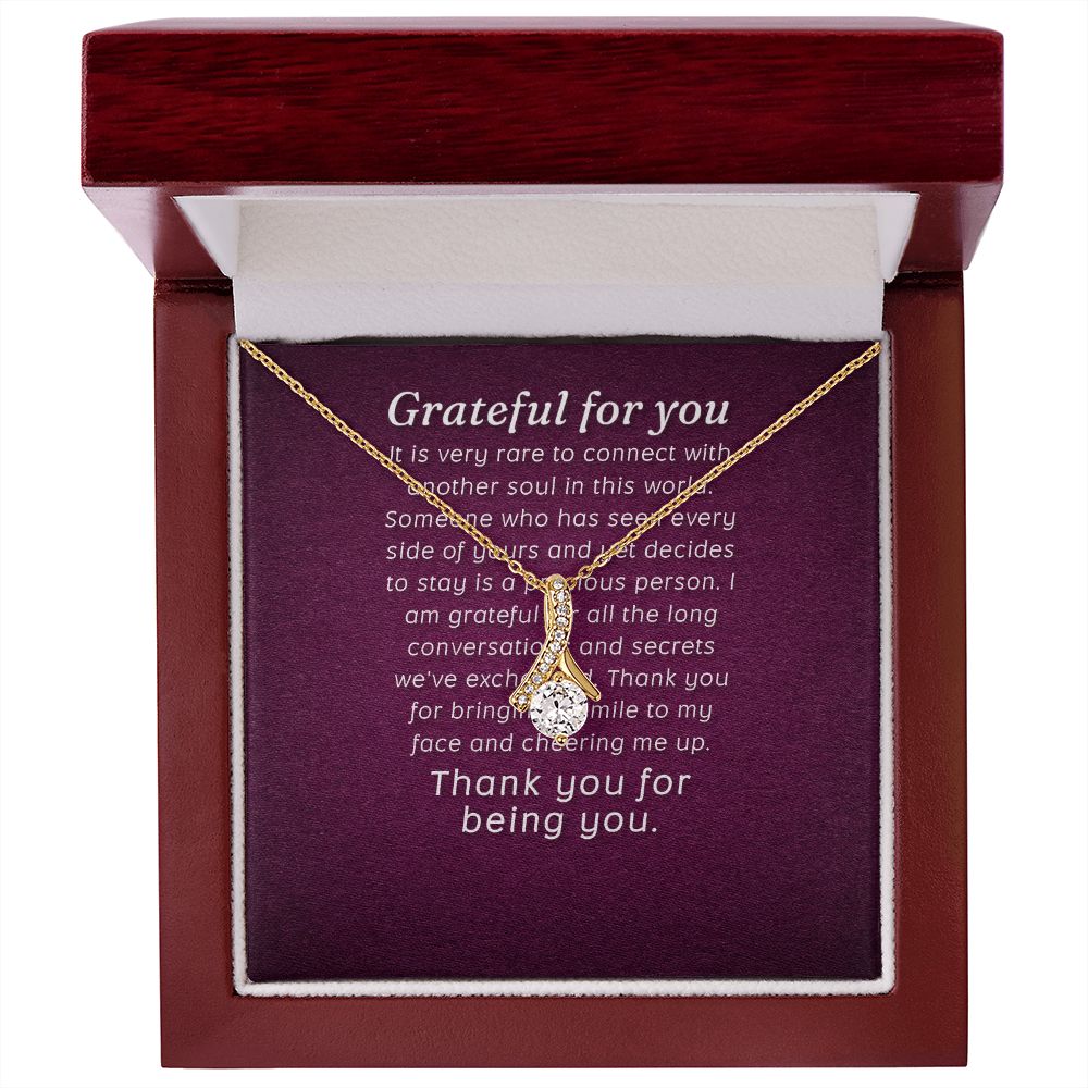 To My Love Grateful For You Alluring Ribbon Necklace Message Card-Express Your Love Gifts