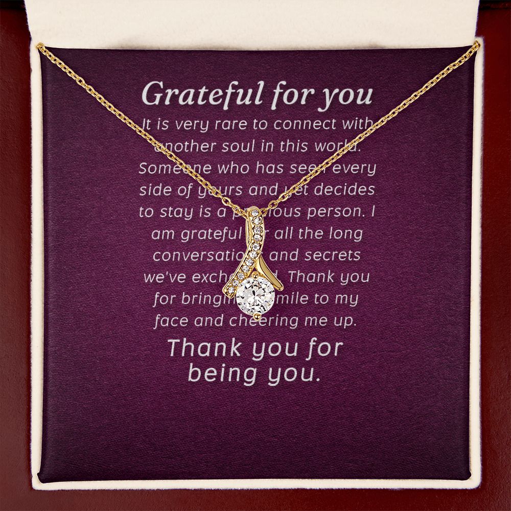 To My Love Grateful For You Alluring Ribbon Necklace Message Card-Express Your Love Gifts