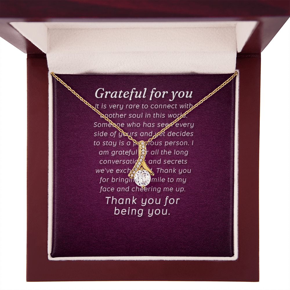 To My Love Grateful For You Alluring Ribbon Necklace Message Card-Express Your Love Gifts