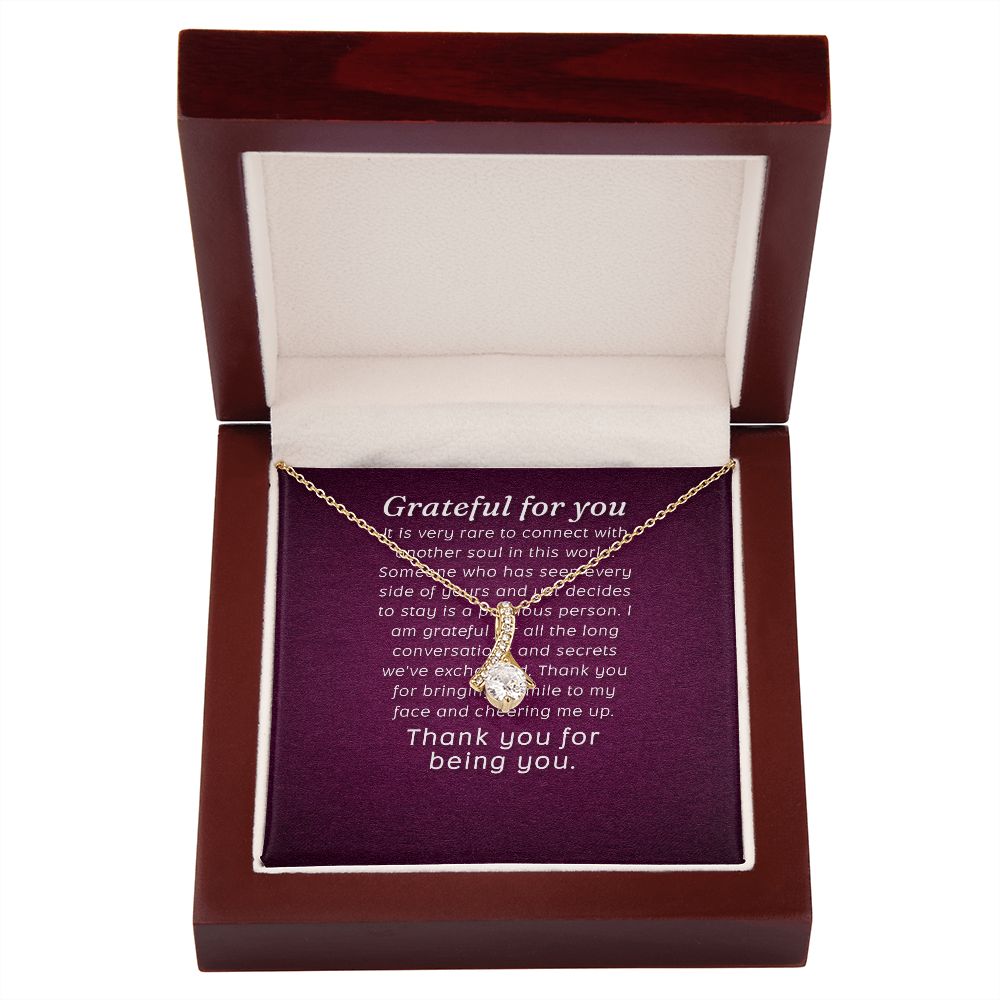 To My Love Grateful For You Alluring Ribbon Necklace Message Card-Express Your Love Gifts