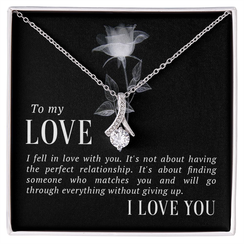 To My Love I Fell in Love Alluring Ribbon Necklace Message Card-Express Your Love Gifts
