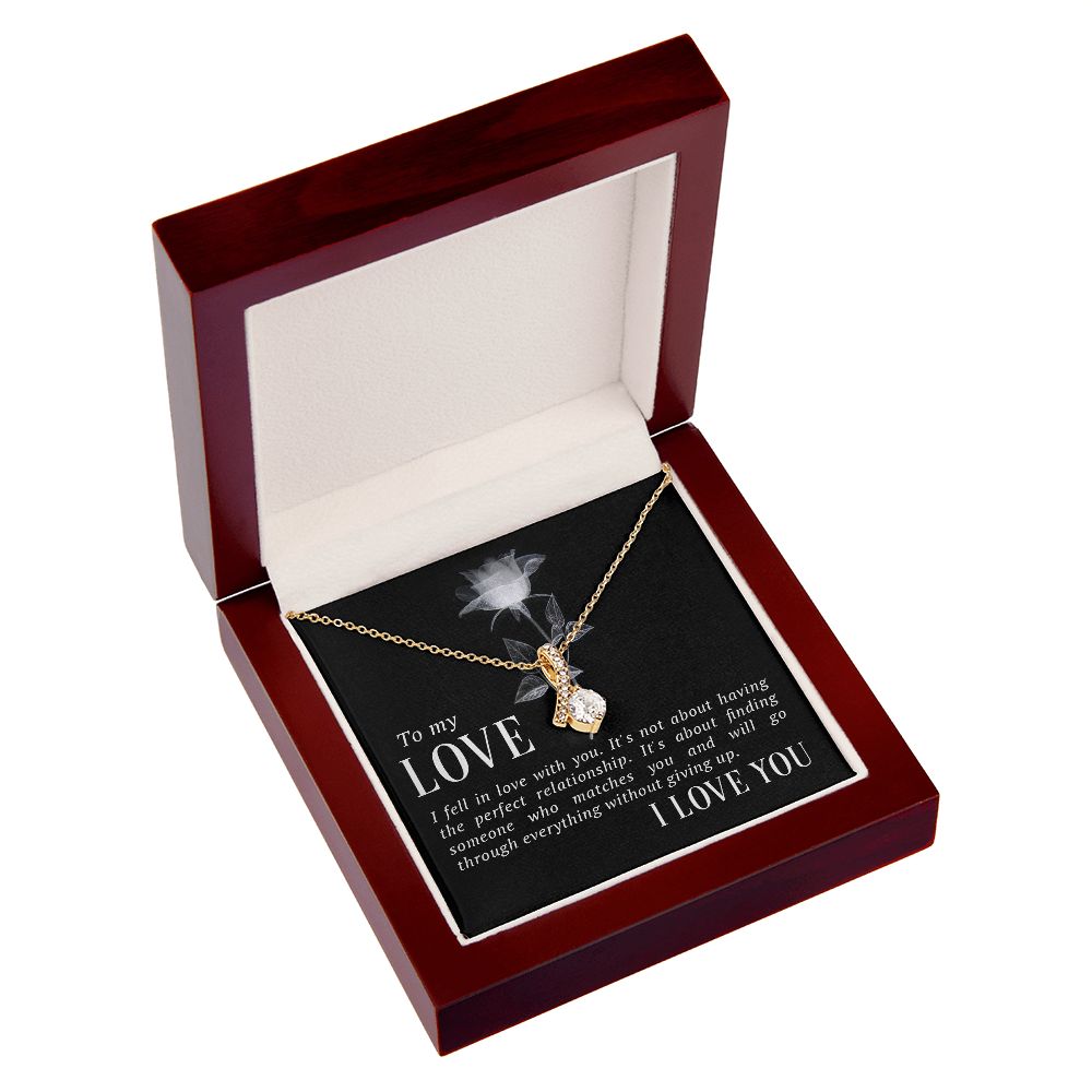 To My Love I Fell in Love Alluring Ribbon Necklace Message Card-Express Your Love Gifts