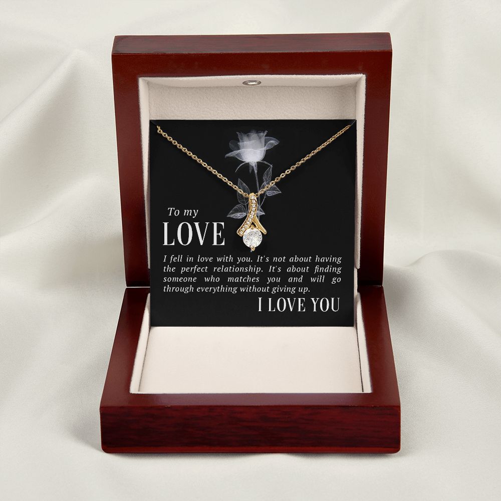 To My Love I Fell in Love Alluring Ribbon Necklace Message Card-Express Your Love Gifts