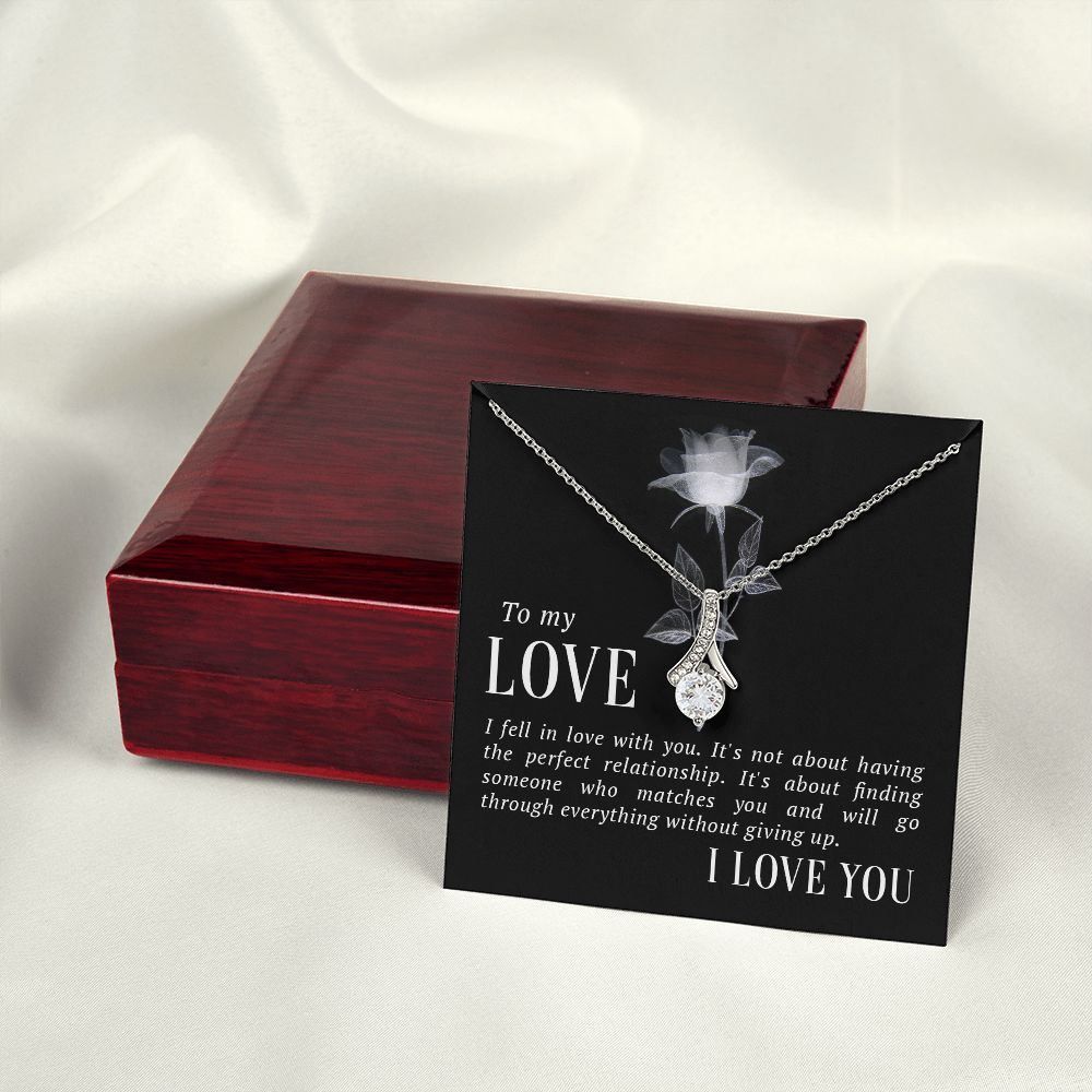To My Love I Fell in Love Alluring Ribbon Necklace Message Card-Express Your Love Gifts