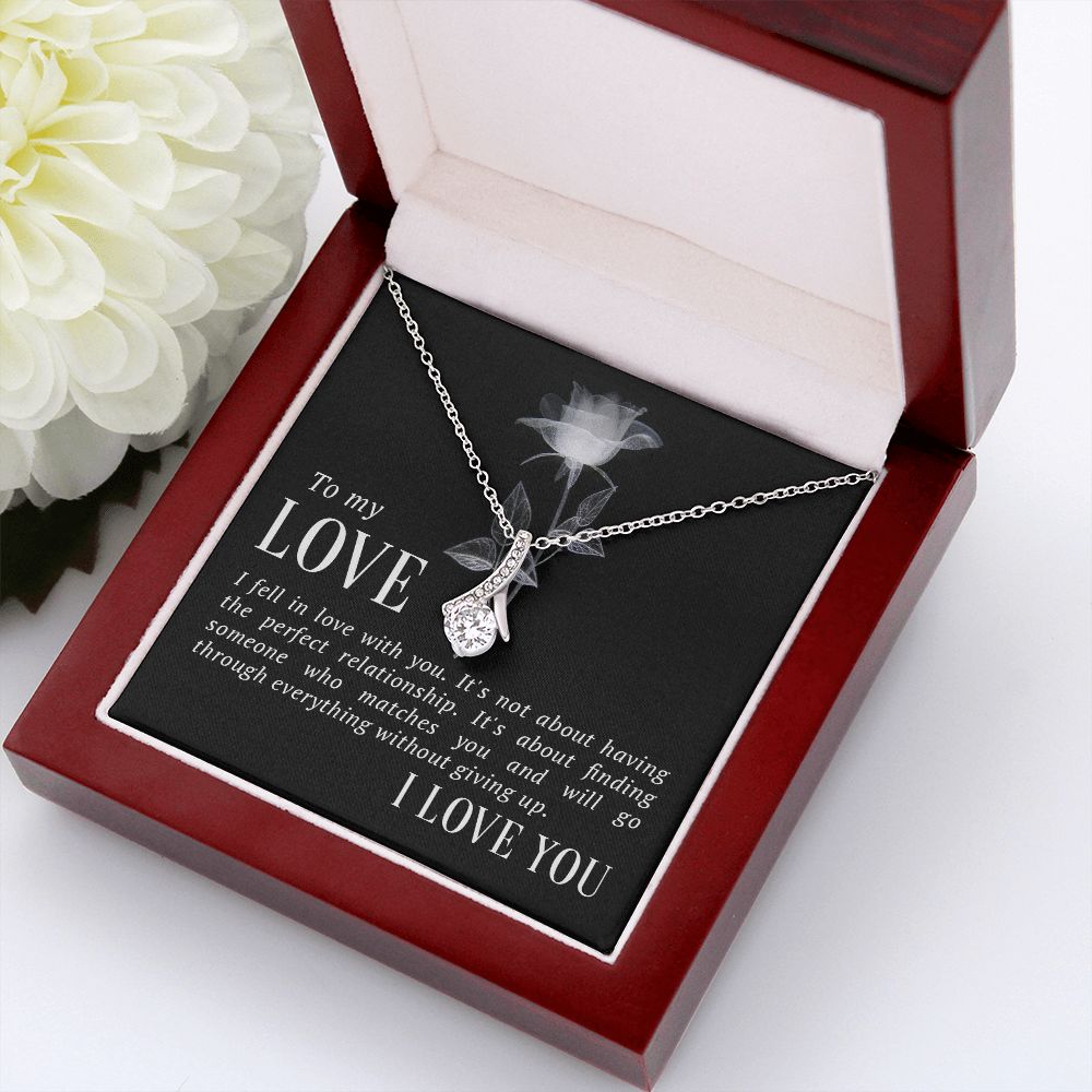 To My Love I Fell in Love Alluring Ribbon Necklace Message Card-Express Your Love Gifts