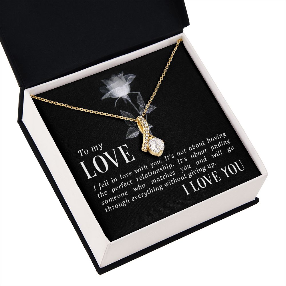 To My Love I Fell in Love Alluring Ribbon Necklace Message Card-Express Your Love Gifts
