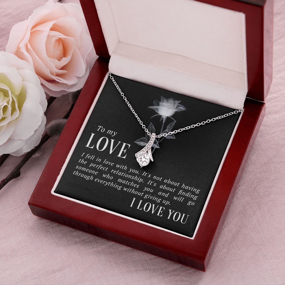 To My Love I Fell in Love Alluring Ribbon Necklace Message Card-Express Your Love Gifts