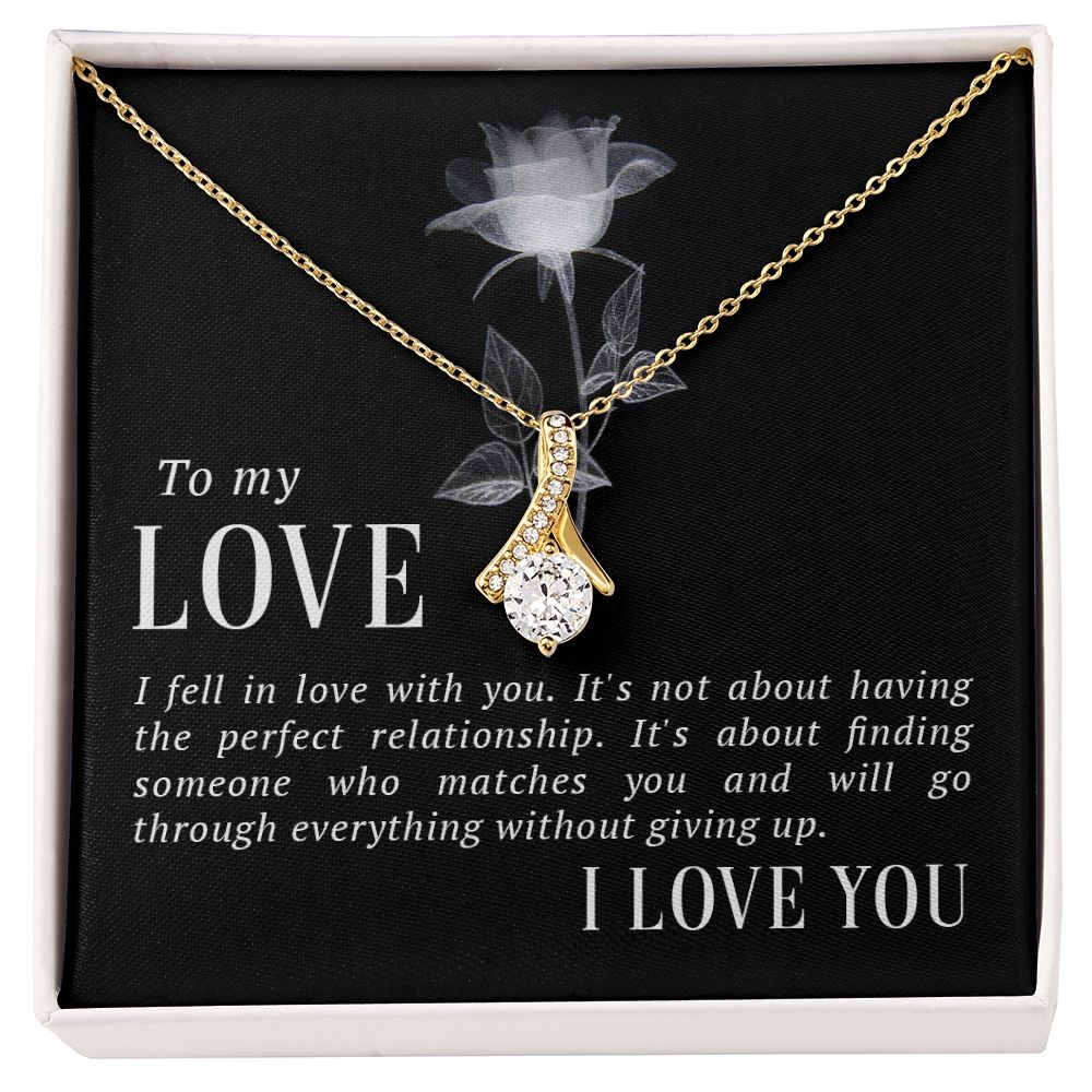 To My Love I Fell in Love Alluring Ribbon Necklace Message Card-Express Your Love Gifts