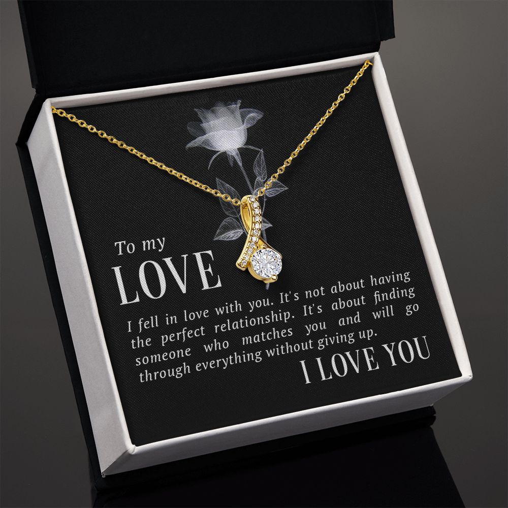 To My Love I Fell in Love Alluring Ribbon Necklace Message Card-Express Your Love Gifts