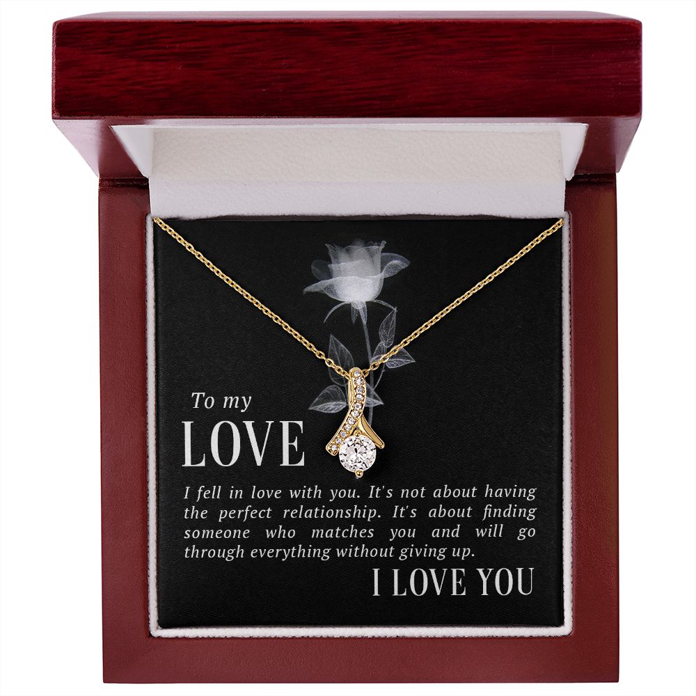 To My Love I Fell in Love Alluring Ribbon Necklace Message Card-Express Your Love Gifts