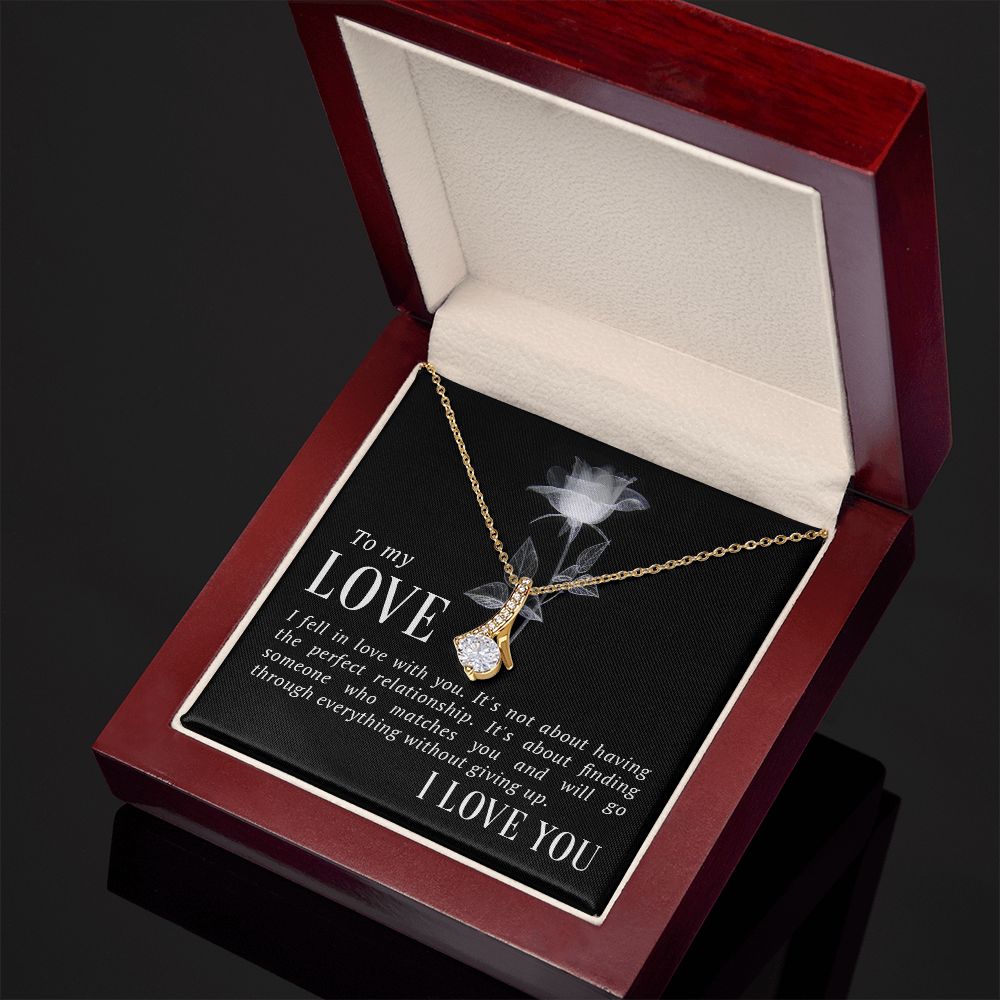 To My Love I Fell in Love Alluring Ribbon Necklace Message Card-Express Your Love Gifts