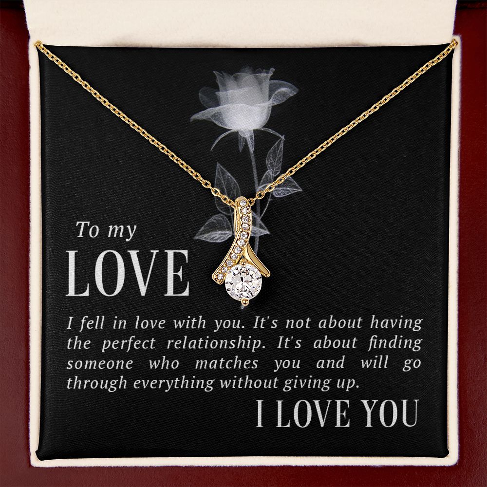 To My Love I Fell in Love Alluring Ribbon Necklace Message Card-Express Your Love Gifts