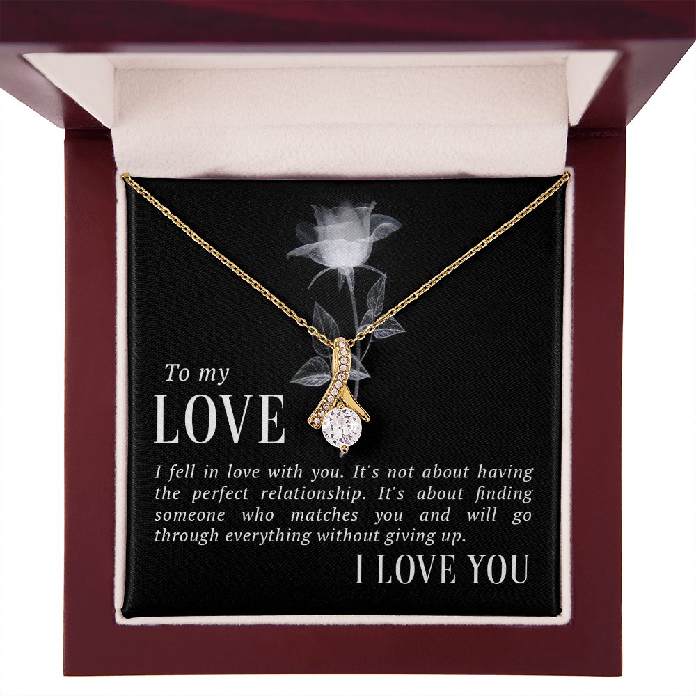 To My Love I Fell in Love Alluring Ribbon Necklace Message Card-Express Your Love Gifts