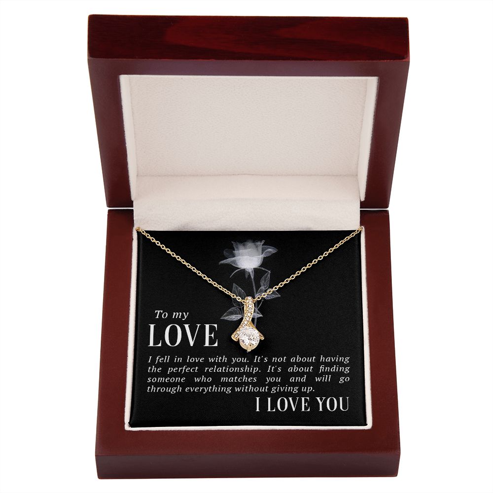 To My Love I Fell in Love Alluring Ribbon Necklace Message Card-Express Your Love Gifts