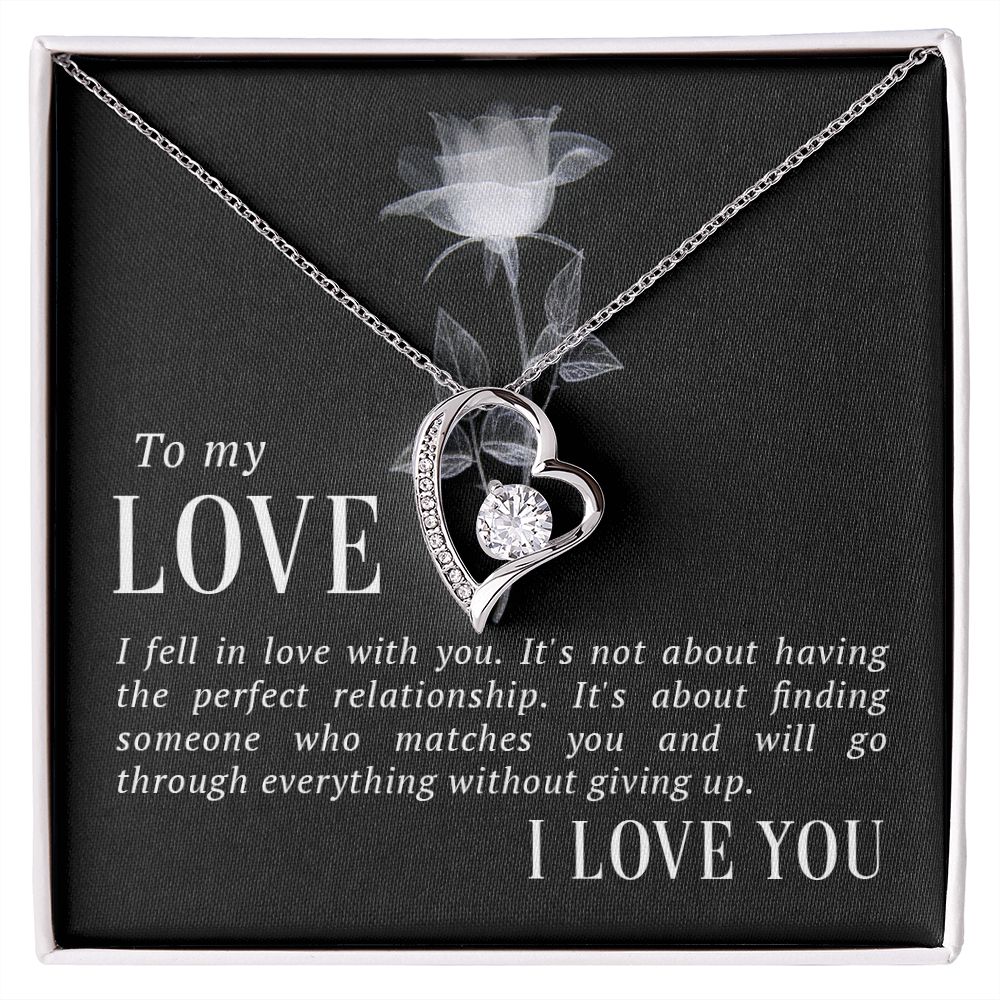 To My Love I Fell in Love Forever Necklace w Message Card-Express Your Love Gifts