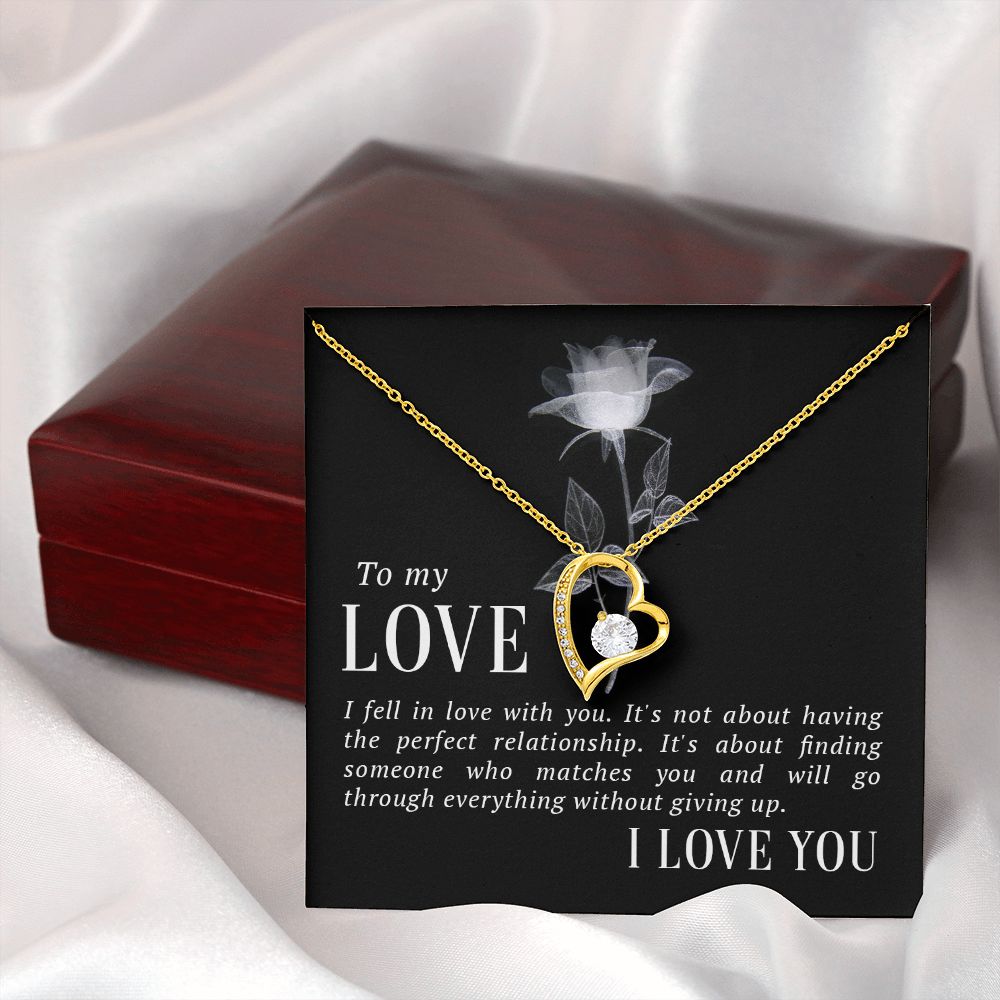 To My Love I Fell in Love Forever Necklace w Message Card-Express Your Love Gifts
