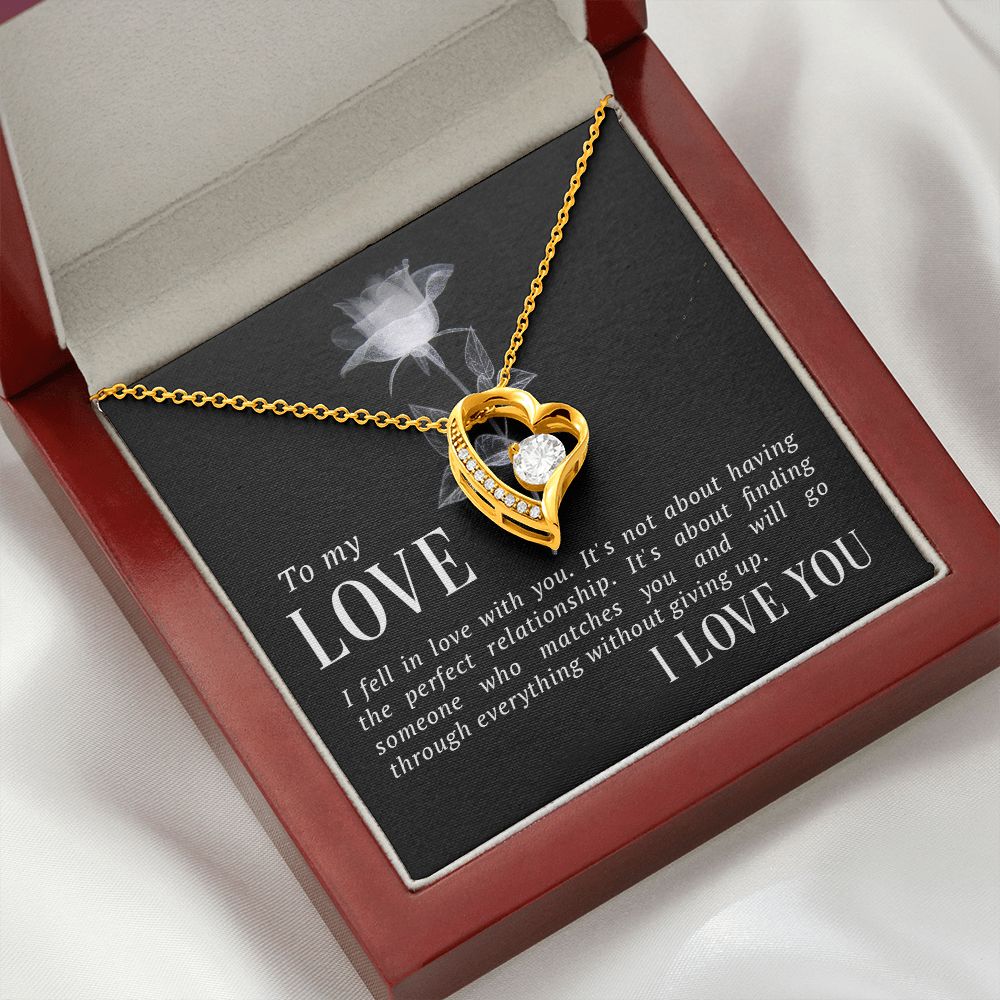 To My Love I Fell in Love Forever Necklace w Message Card-Express Your Love Gifts