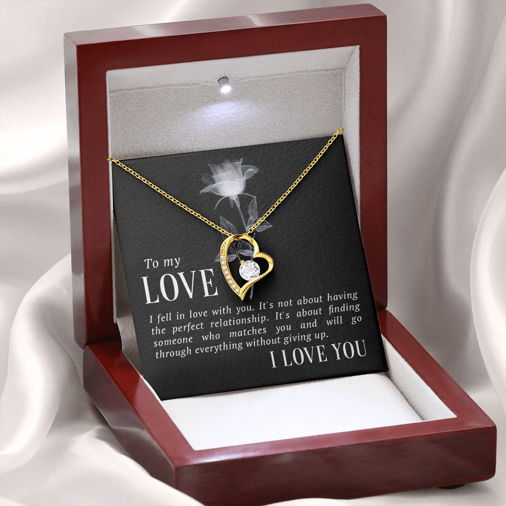 To My Love I Fell in Love Forever Necklace w Message Card-Express Your Love Gifts