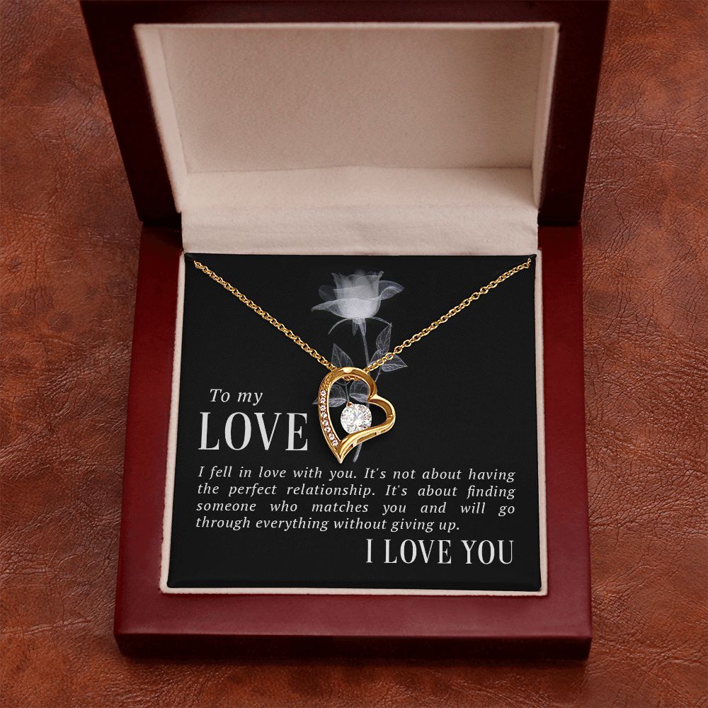 To My Love I Fell in Love Forever Necklace w Message Card-Express Your Love Gifts