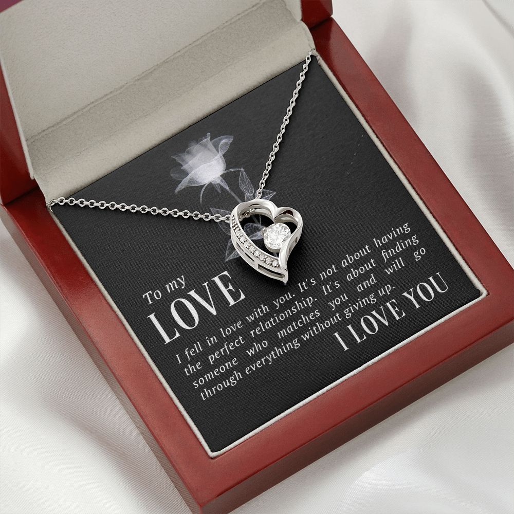 To My Love I Fell in Love Forever Necklace w Message Card-Express Your Love Gifts