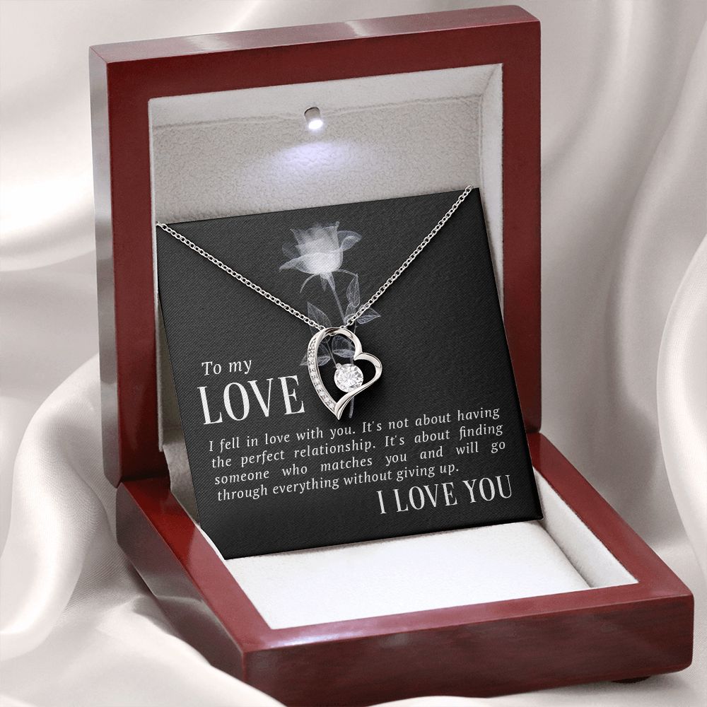 To My Love I Fell in Love Forever Necklace w Message Card-Express Your Love Gifts