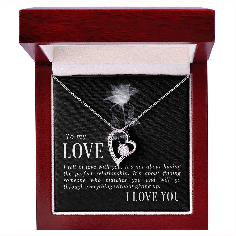 To My Love I Fell in Love Forever Necklace w Message Card-Express Your Love Gifts