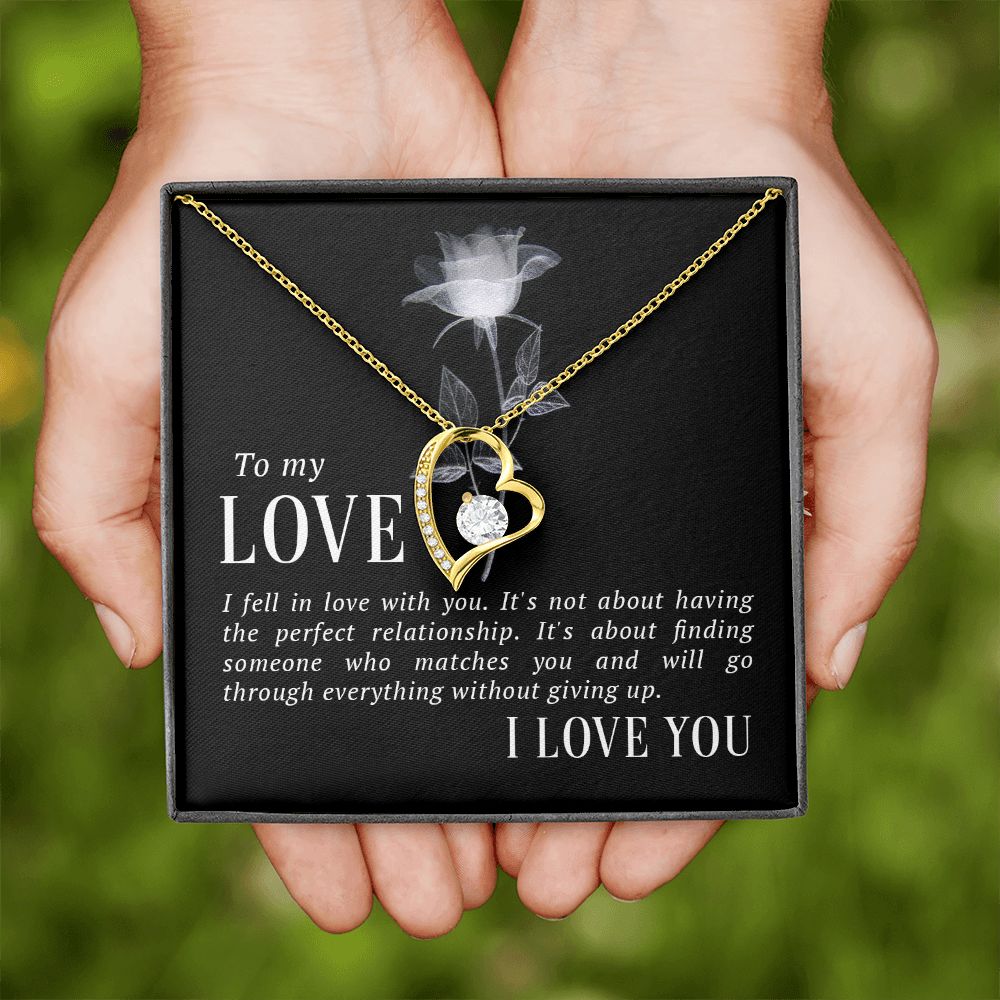 To My Love I Fell in Love Forever Necklace w Message Card-Express Your Love Gifts
