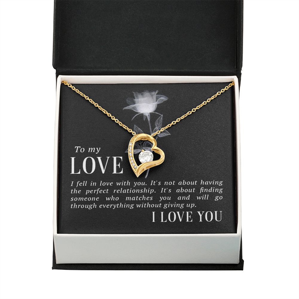 To My Love I Fell in Love Forever Necklace w Message Card-Express Your Love Gifts