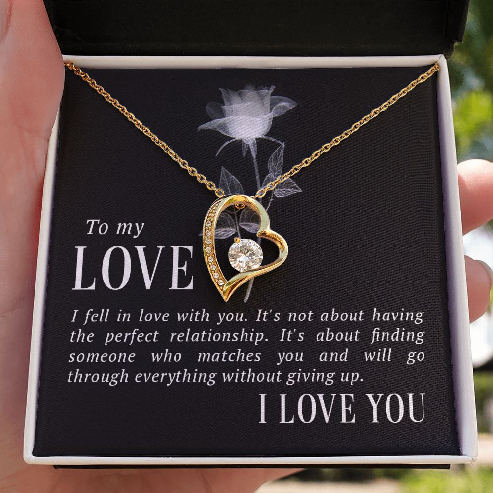 To My Love I Fell in Love Forever Necklace w Message Card-Express Your Love Gifts