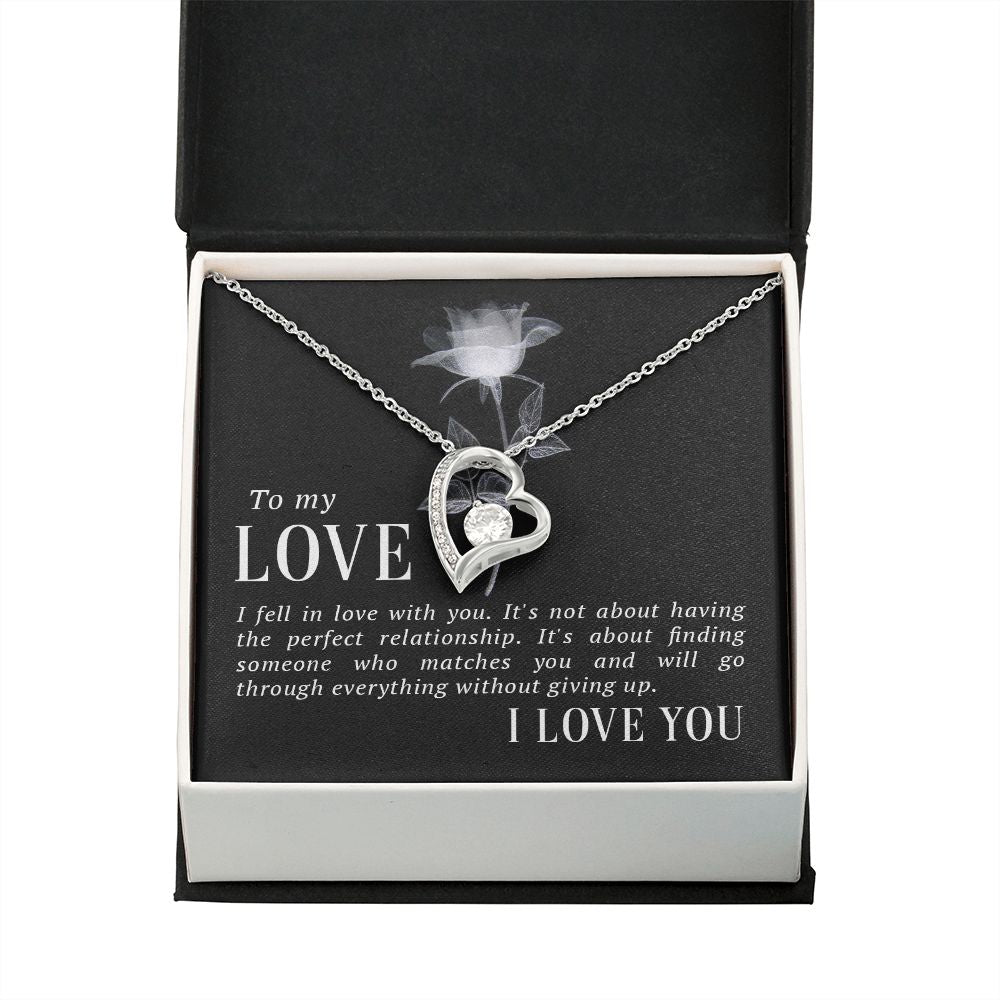 To My Love I Fell in Love Forever Necklace w Message Card-Express Your Love Gifts