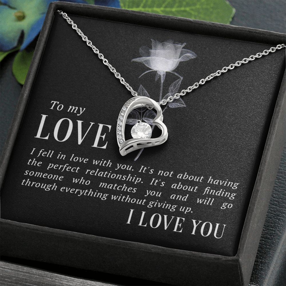 To My Love I Fell in Love Forever Necklace w Message Card-Express Your Love Gifts
