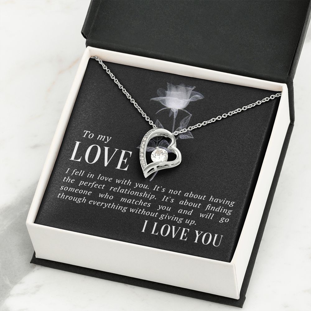 To My Love I Fell in Love Forever Necklace w Message Card-Express Your Love Gifts
