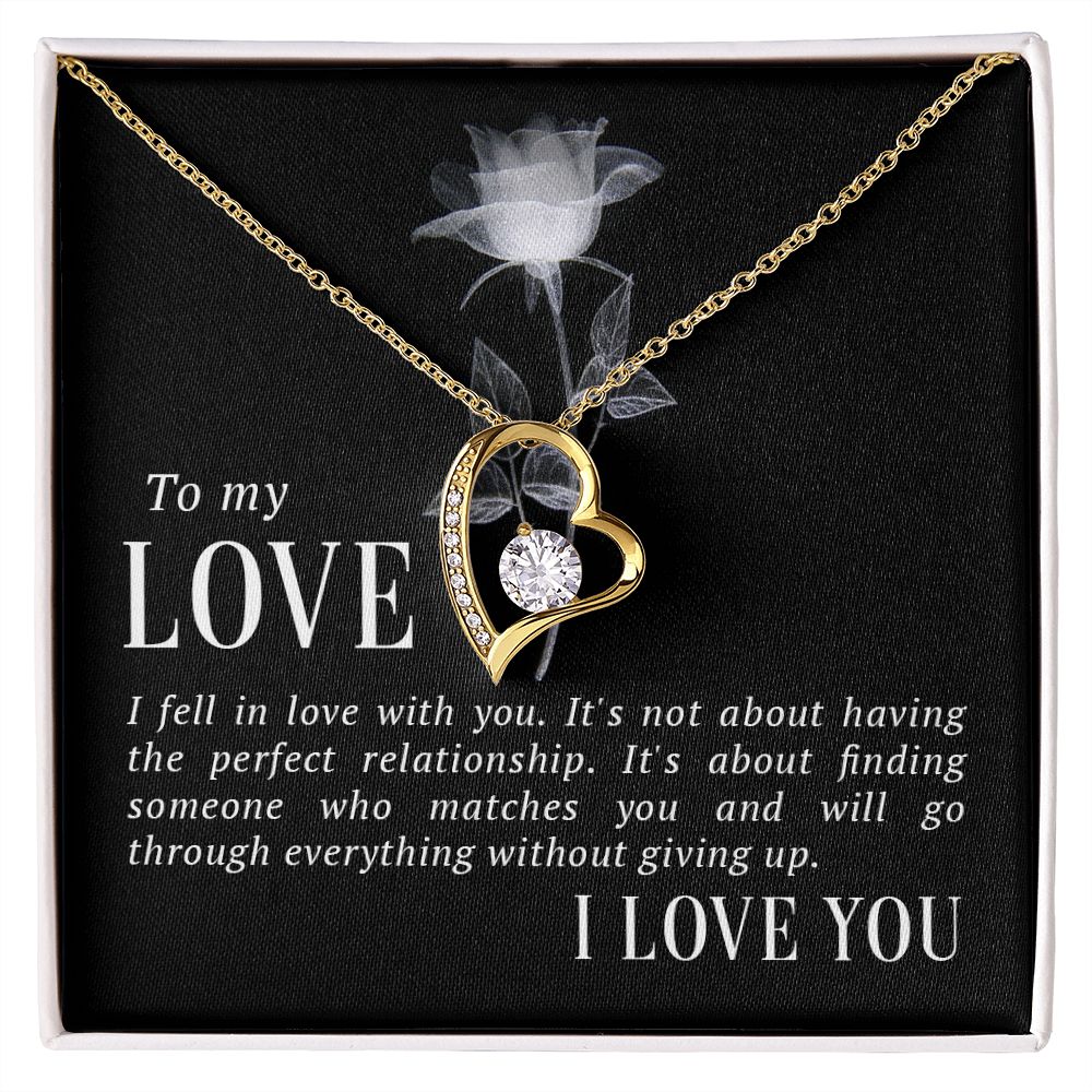 To My Love I Fell in Love Forever Necklace w Message Card-Express Your Love Gifts
