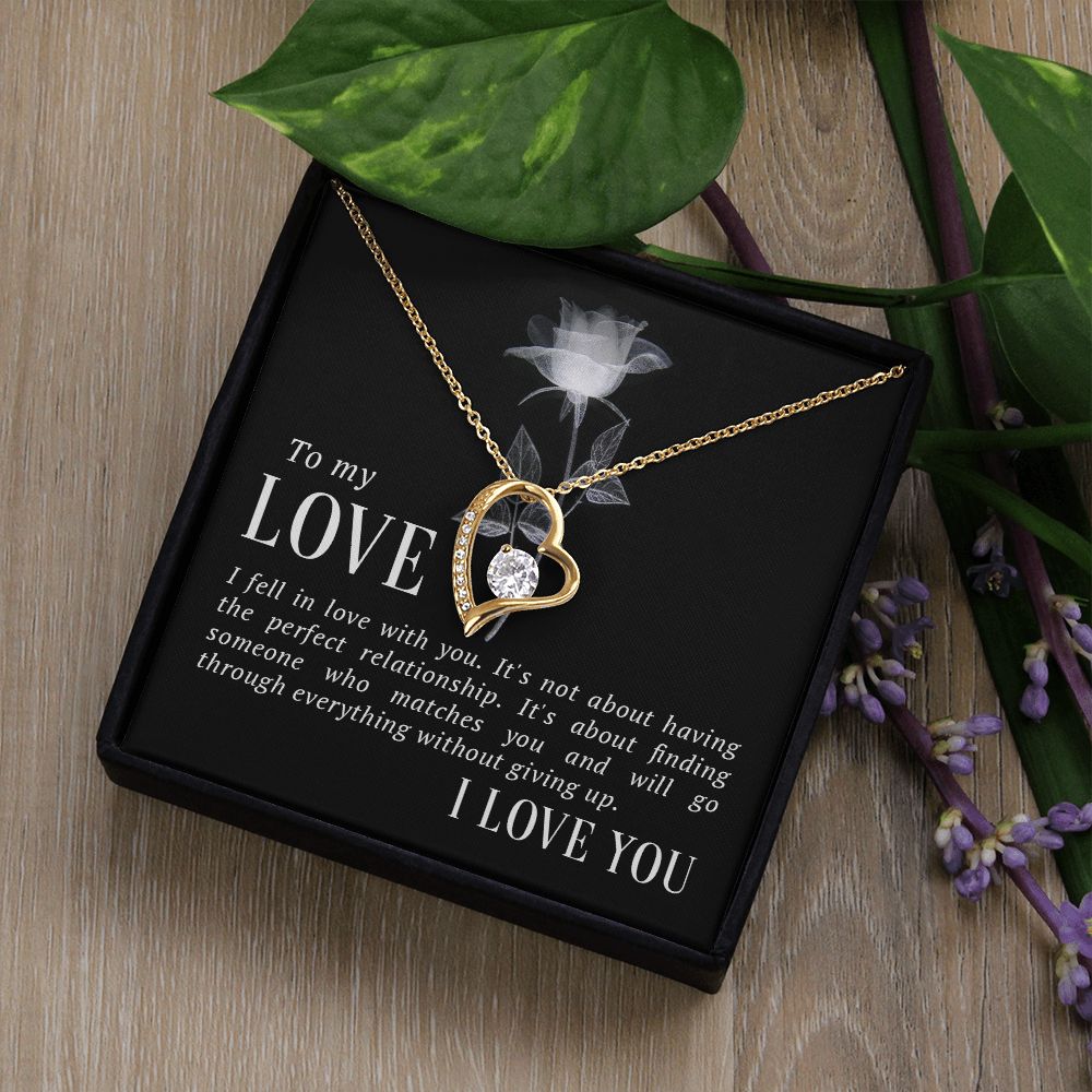 To My Love I Fell in Love Forever Necklace w Message Card-Express Your Love Gifts