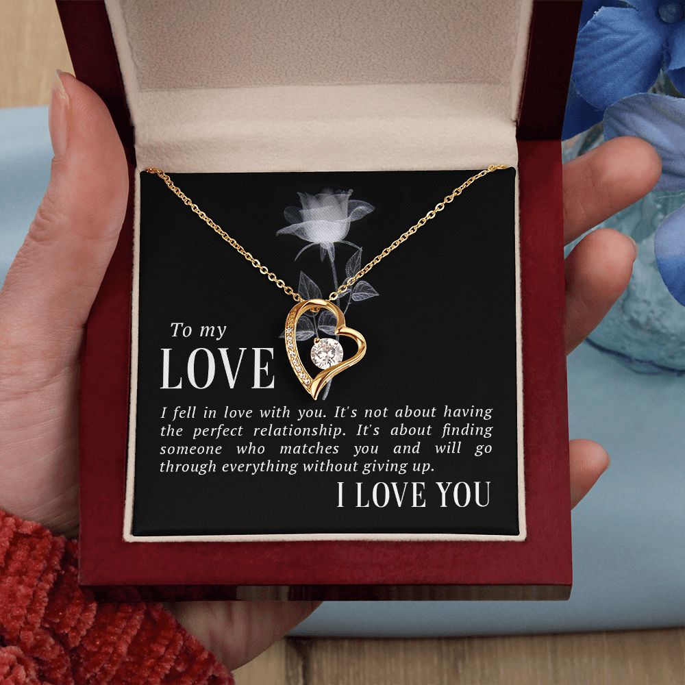 To My Love I Fell in Love Forever Necklace w Message Card-Express Your Love Gifts