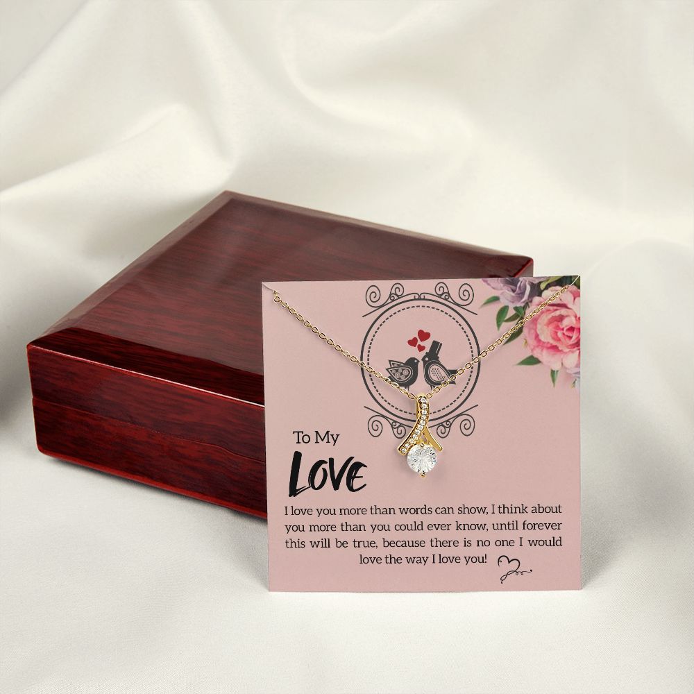 To My Love I Love You More Alluring Ribbon Necklace Message Card-Express Your Love Gifts