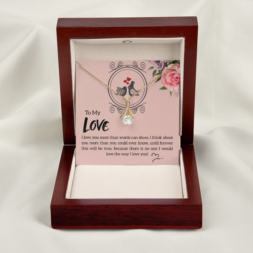 To My Love I Love You More Alluring Ribbon Necklace Message Card-Express Your Love Gifts