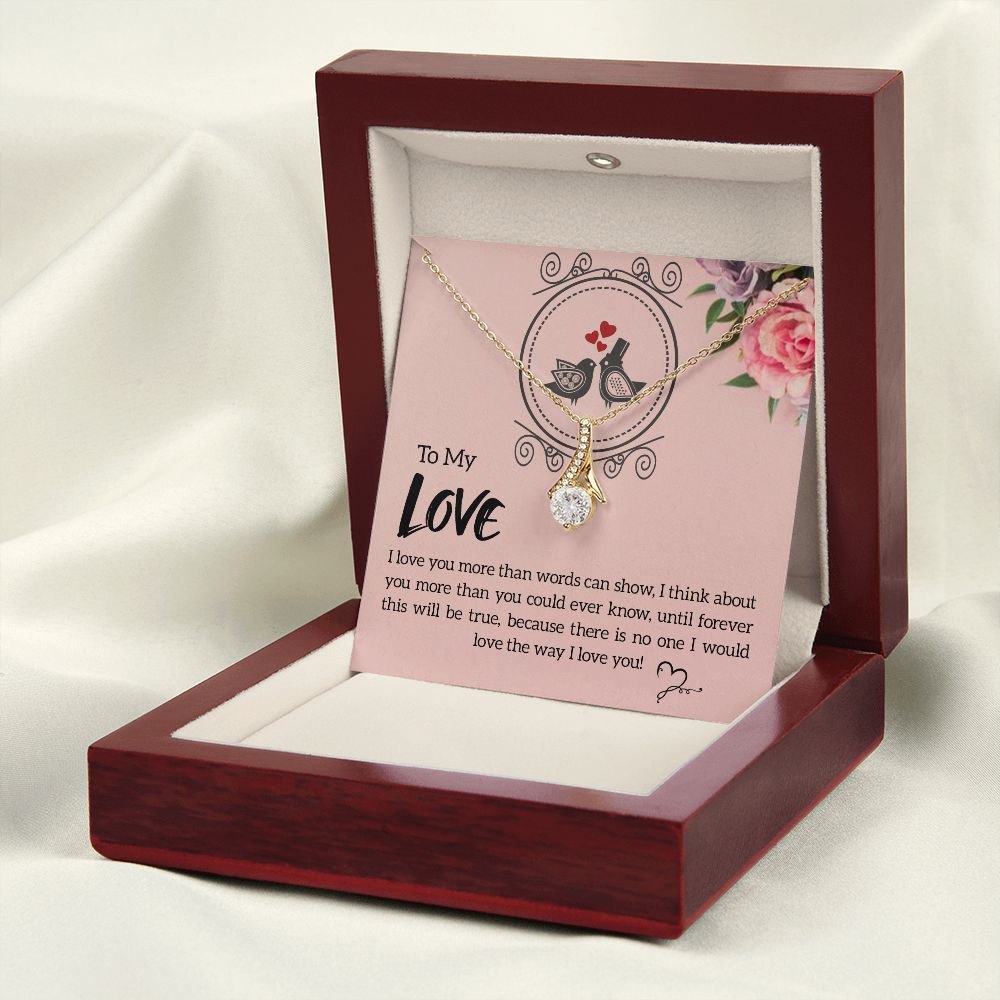 To My Love I Love You More Alluring Ribbon Necklace Message Card-Express Your Love Gifts