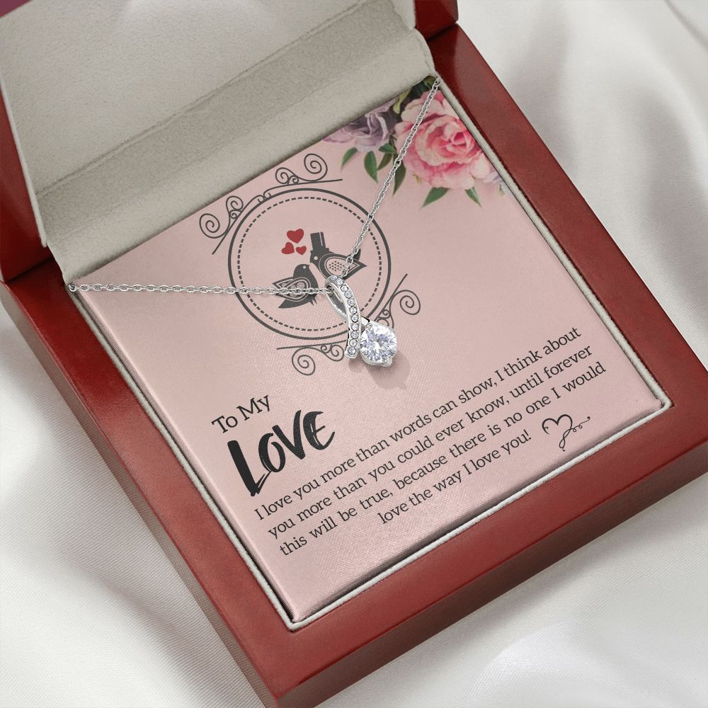 To My Love I Love You More Alluring Ribbon Necklace Message Card-Express Your Love Gifts