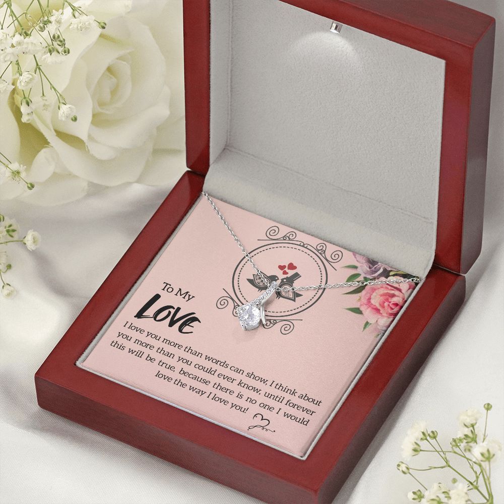To My Love I Love You More Alluring Ribbon Necklace Message Card-Express Your Love Gifts