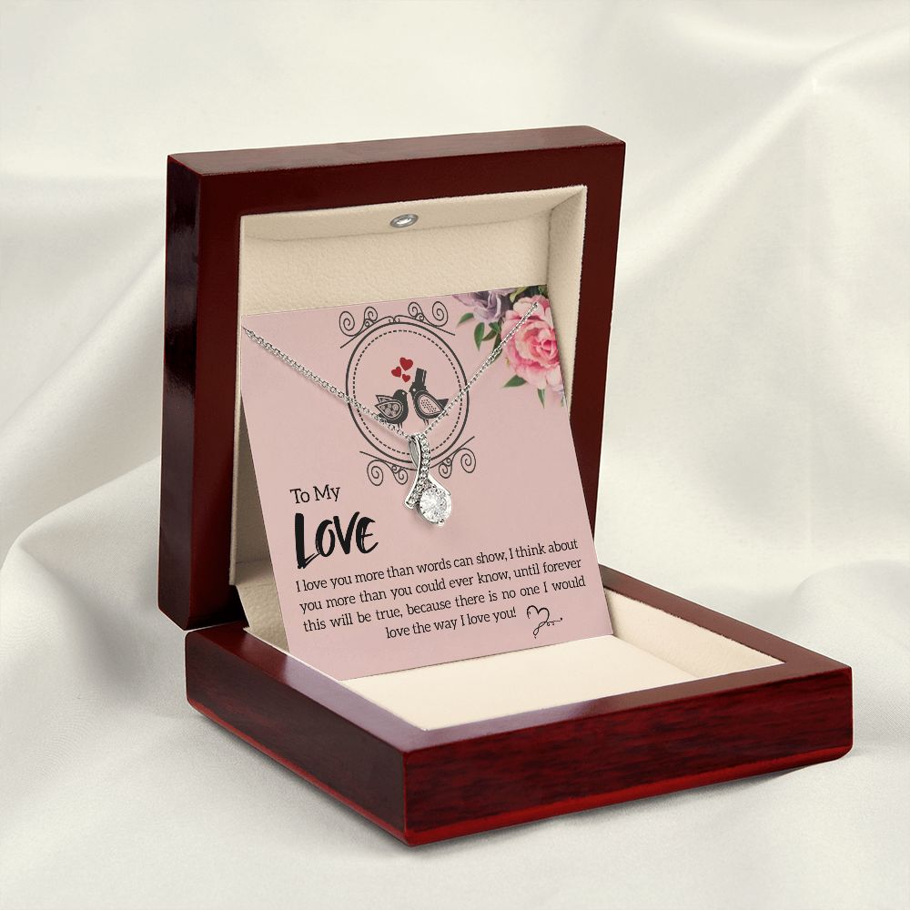 To My Love I Love You More Alluring Ribbon Necklace Message Card-Express Your Love Gifts