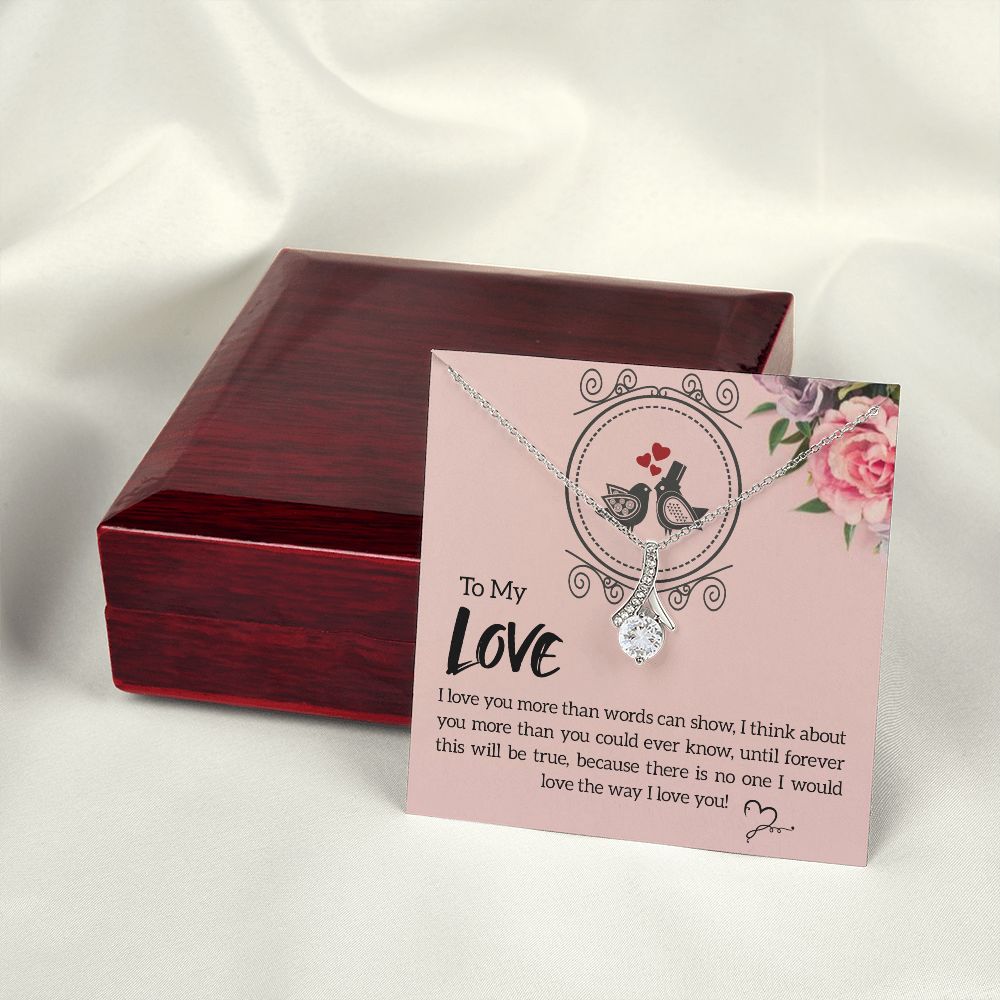 To My Love I Love You More Alluring Ribbon Necklace Message Card-Express Your Love Gifts