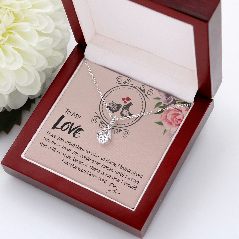 To My Love I Love You More Alluring Ribbon Necklace Message Card-Express Your Love Gifts