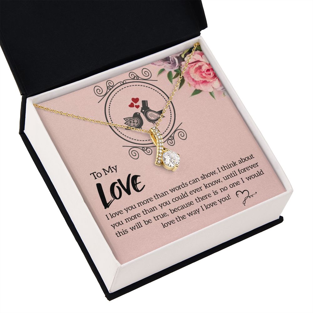 To My Love I Love You More Alluring Ribbon Necklace Message Card-Express Your Love Gifts