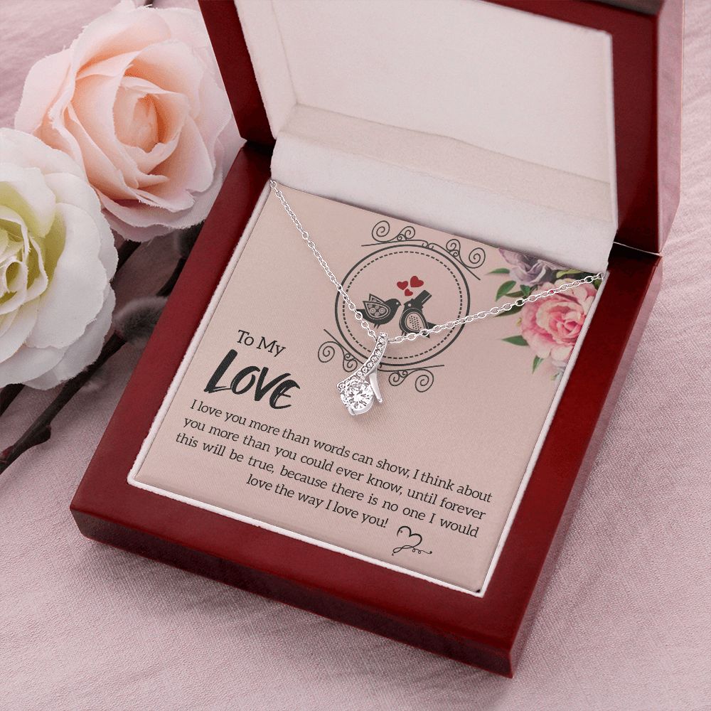 To My Love I Love You More Alluring Ribbon Necklace Message Card-Express Your Love Gifts